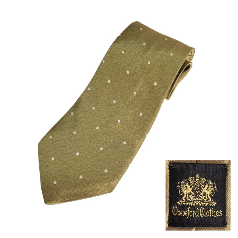 Oxford Clothes - Men's Silk Tie - Polka dots - Light olive green